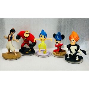 Disney Infinity Figures Aladdin Incredibles Joy Mickey Syndrome Set Gaming Lot 5